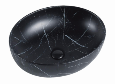 520*395*130mm Matte Black Marble Basin Carrara PA5239MBM