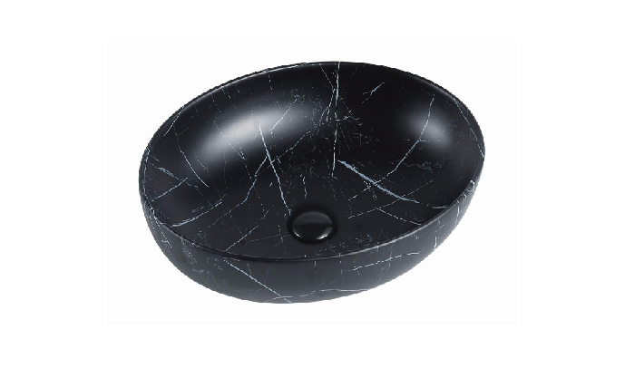 520*395*130mm Matte Black Marble Basin Carrara PA5239MBM