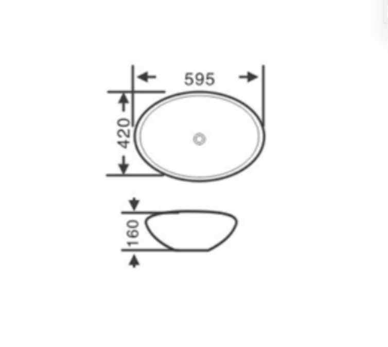 Above Counter Basin 595*420*160 - Matte White