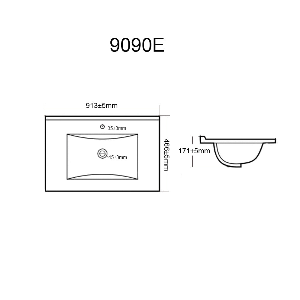 Ceto Kirribilli 890*455*480mm PVC Wall hung push open drawer vanity