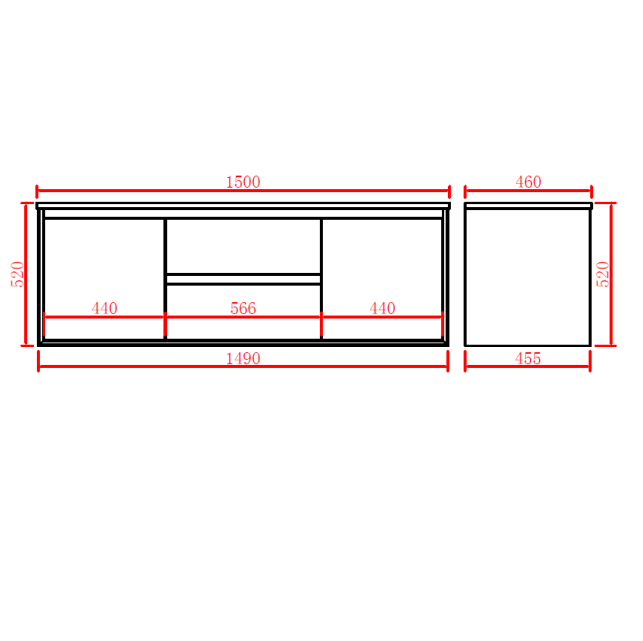 PVC Wall-Mounted Vanity Cabinet 600-1500mm