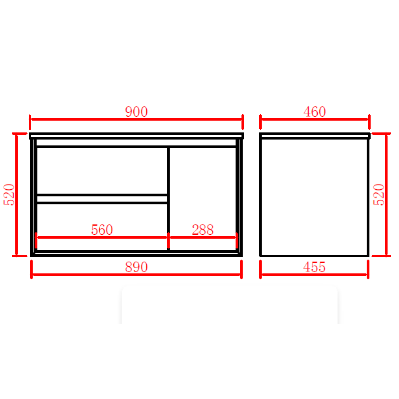 PVC Wall-Mounted Vanity Cabinet 600-1500mm