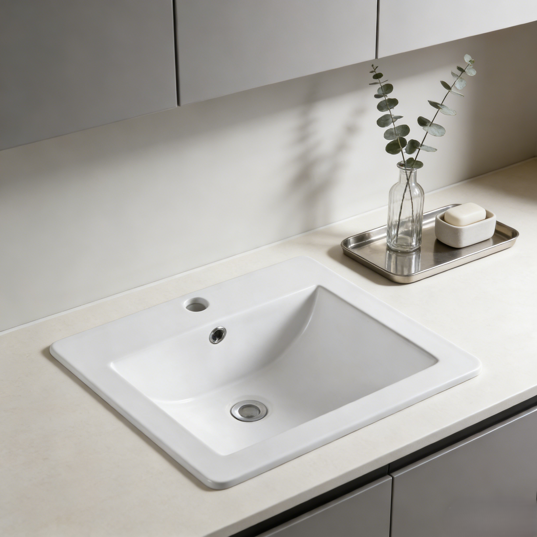Gloss White Fine Ceramic Insert Basin 535*465*170mm