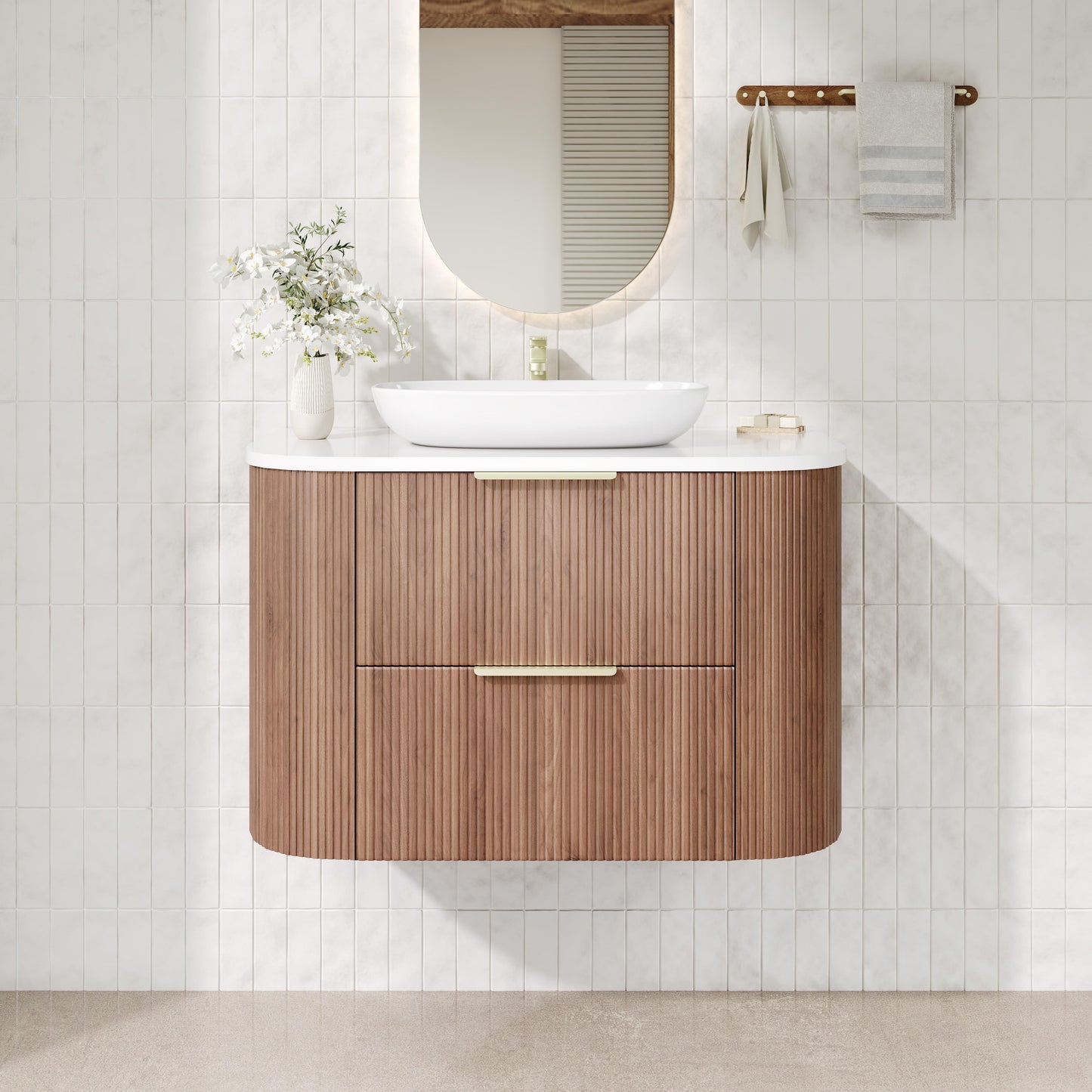 CETO Artis Wall-Hung PVC Curved Cabinet with Soft-Close Drawers 600/750/900/1200/1500
