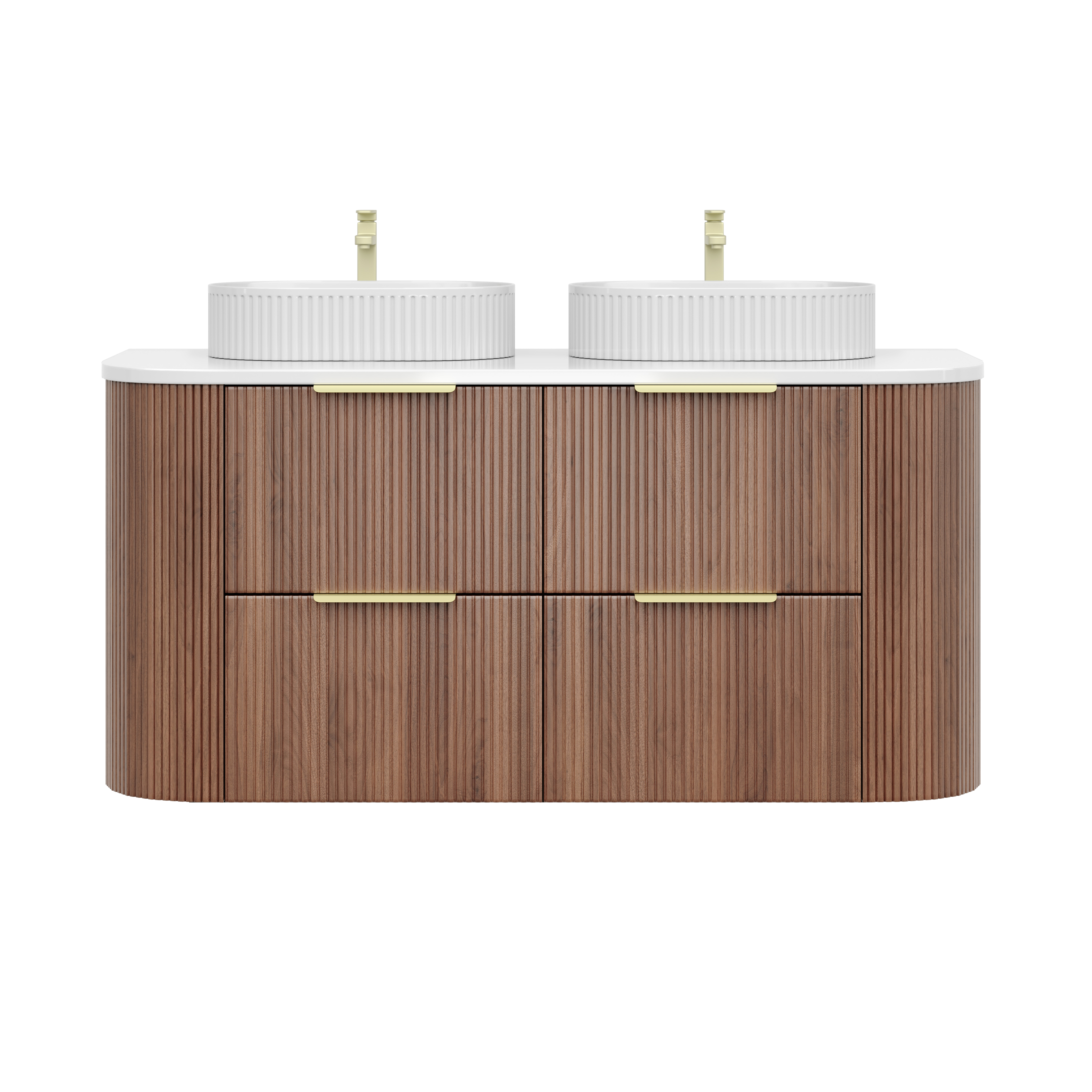 CETO Artis Wall-Hung PVC fluted Curved Cabinet with Soft-Close Drawers 1200-1500mm ART1200W /ART1220W /ART1500W /ART1550W-D-CO/PO/WAL