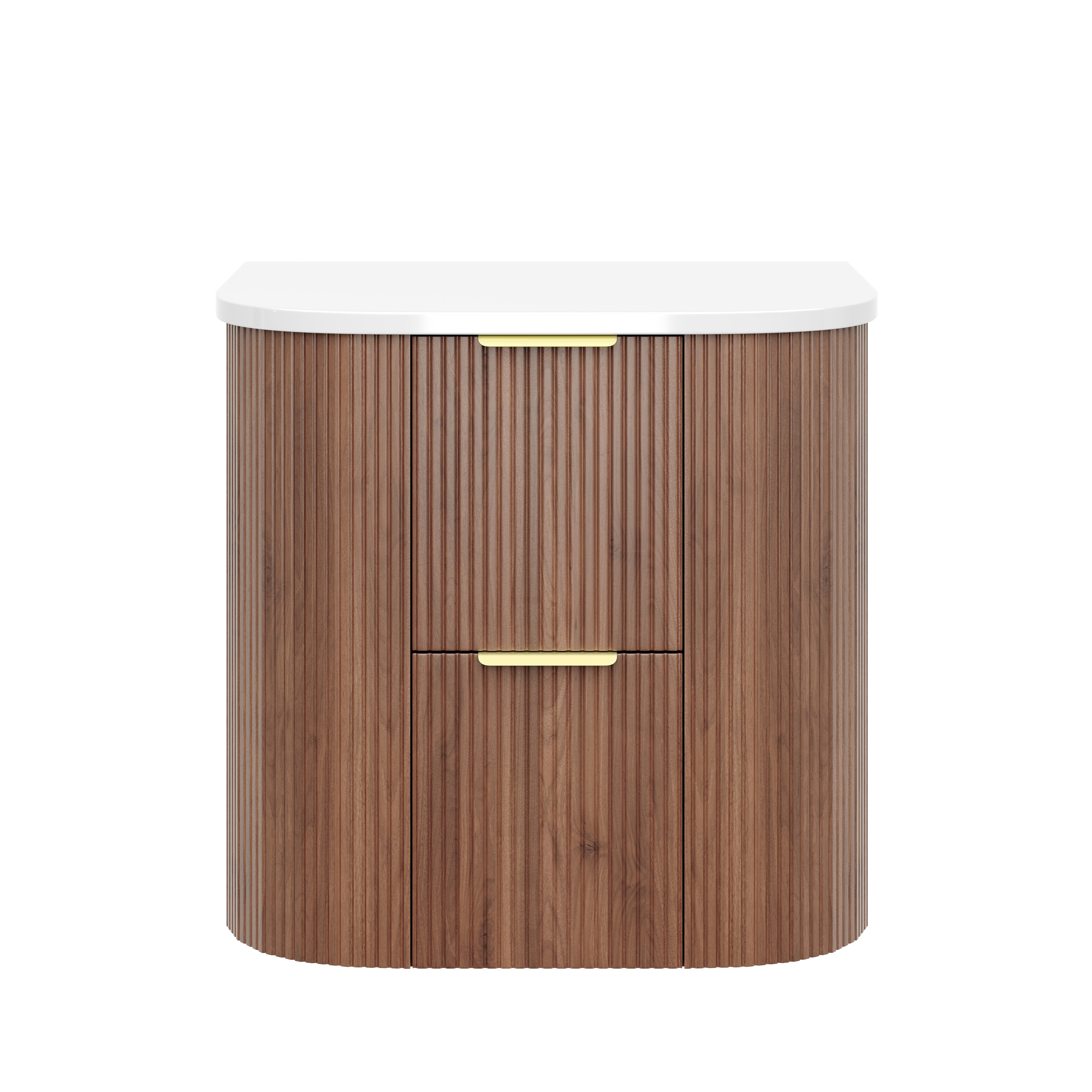 Wall-Mounted PVC fluted Curved Cabinet with Soft-Close Drawers 600-900mm