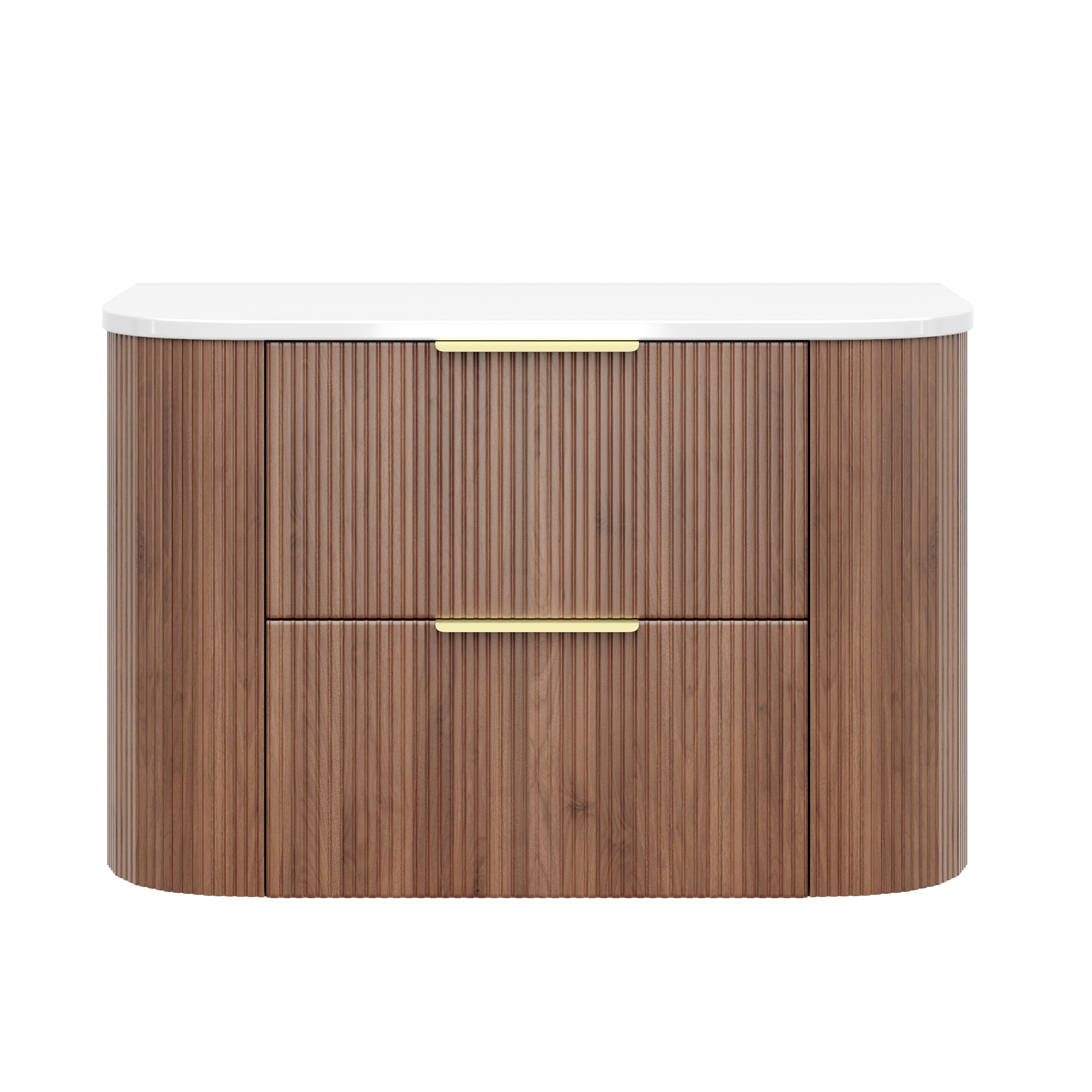 Wall-Mounted PVC fluted Curved Cabinet with Soft-Close Drawers 600-900mm