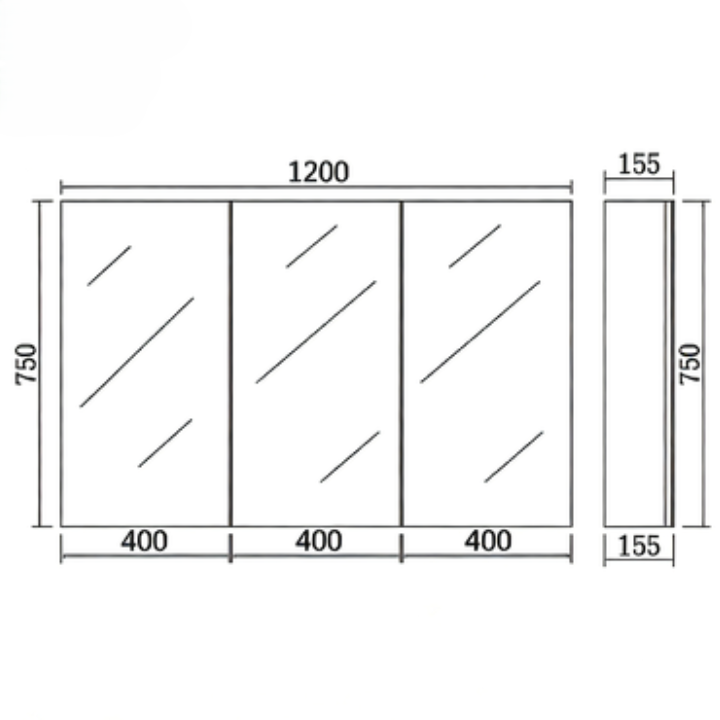 PVC Shaving Cabinet – Modern Bathroom Storage 450–1500mm