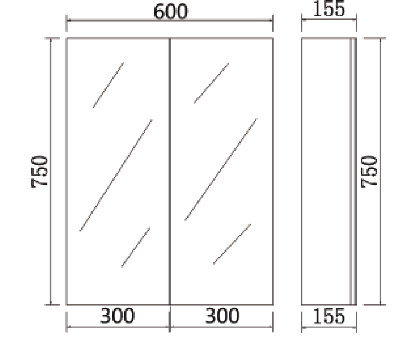 Polyurethane PVC Glass Shelf with Copper-Free Mirror – Moisture Resistant 600–1480mm
