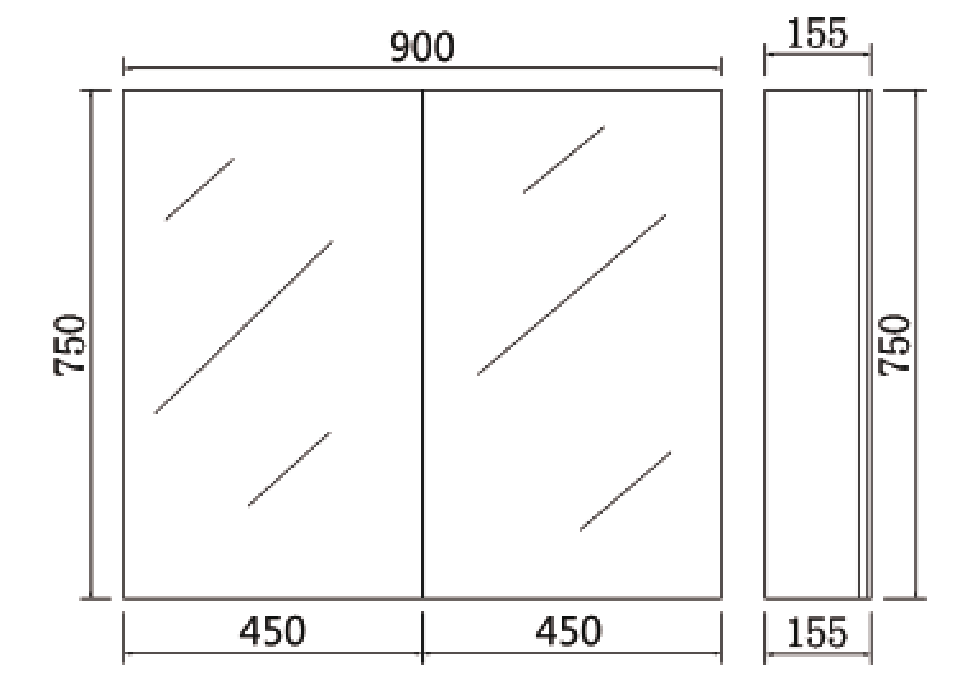 Polyurethane PVC Glass Shelf with Copper-Free Mirror – Moisture Resistant 600–1480mm