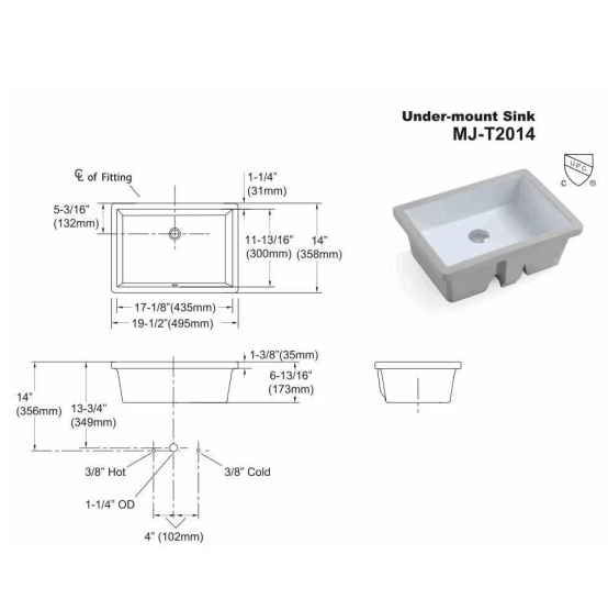 Under Counter Basin 437/495/706mm