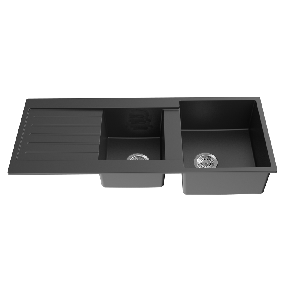 1160*500*216mm Quartz Top-mount Kitchen Sink QKS11650DD-MB