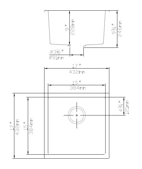 Quartz Undermount Kitchen Sink 432*432*246mm