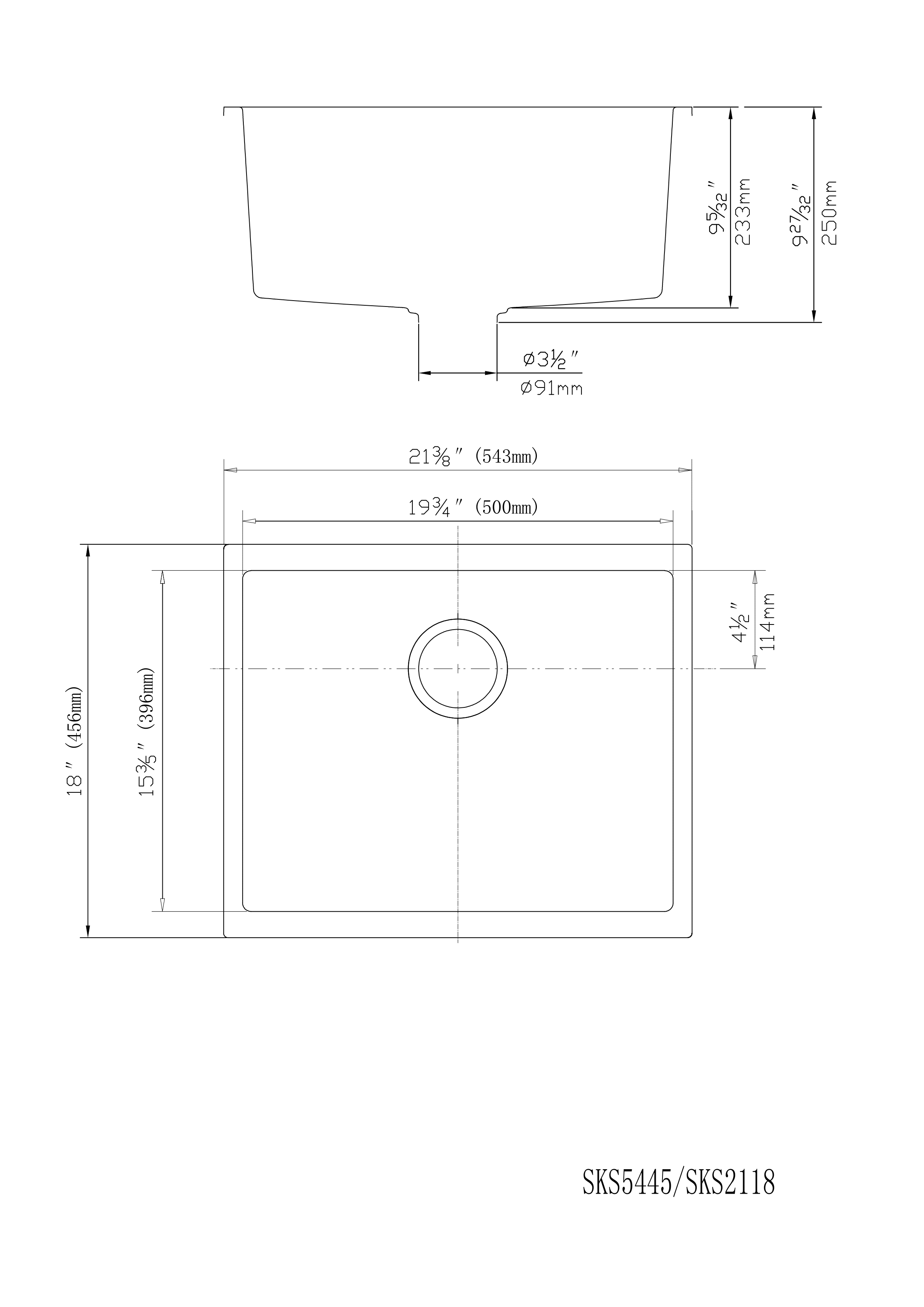 Quartz Undermount Kitchen Sink 543*457*250mm