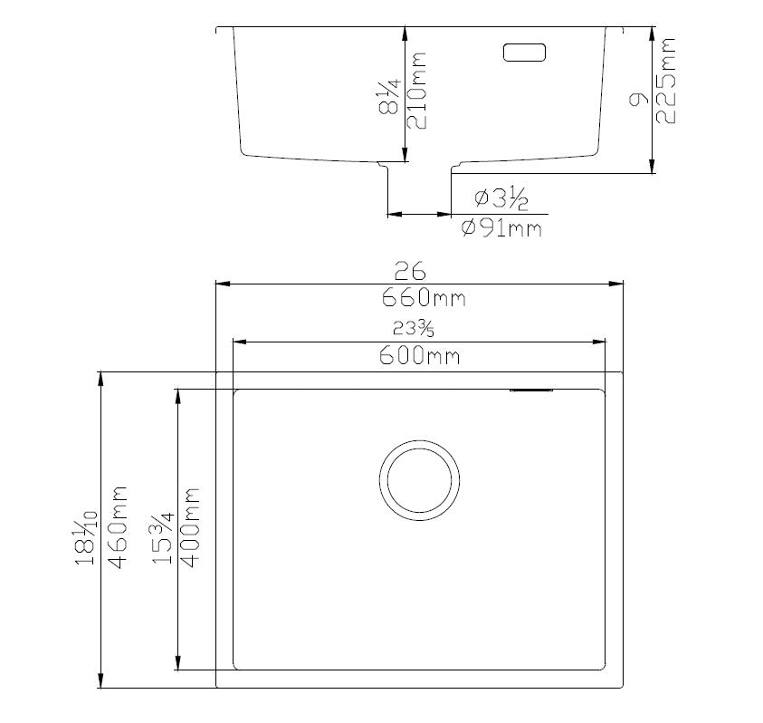 Quartz Undermount Kitchen Sink 660*460*225mm