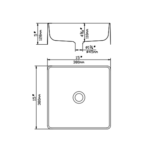 Above Counter Quartz Basin 380*380*128mm