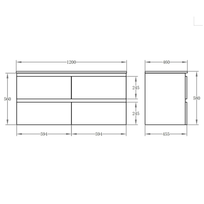 PVC Wall-Mounted Basin 590-1500mm