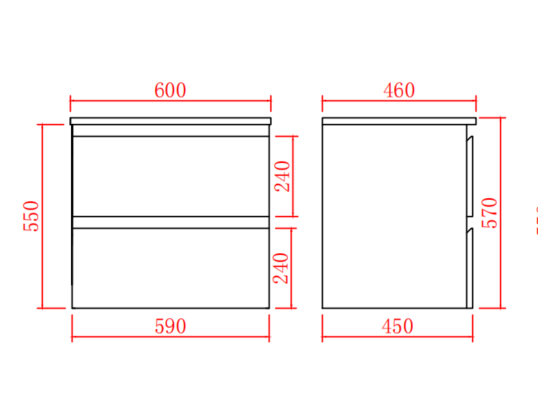 PVC Wall-Mounted Basin 590-1500mm (Luxern)