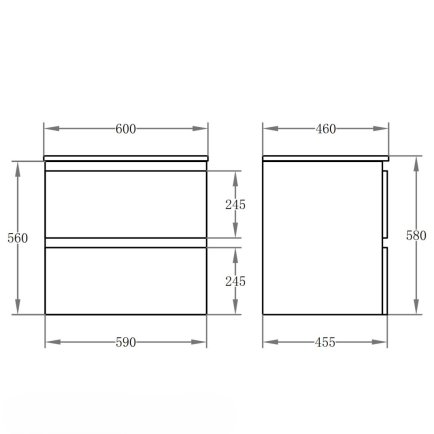 PVC Wall-Mounted Basin 590-1500mm