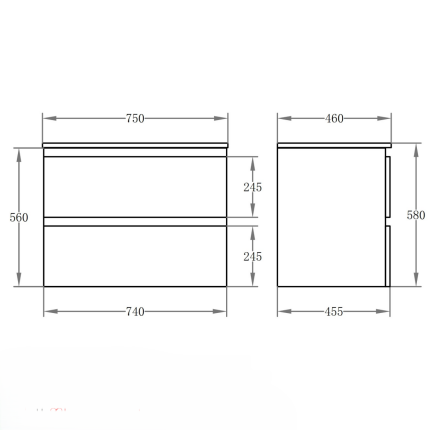 PVC Wall-Mounted Basin 590-1500mm