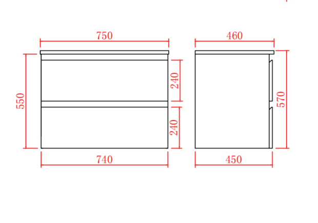 PVC Wall-Mounted Basin 590-1500mm (Luxern)