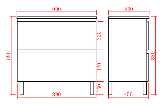 Vita Flux PVC Cabinet 600-900mm