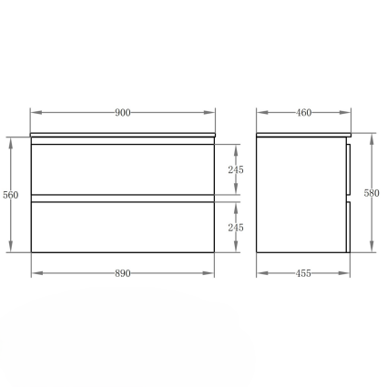 PVC Wall-Mounted Basin 590-1500mm