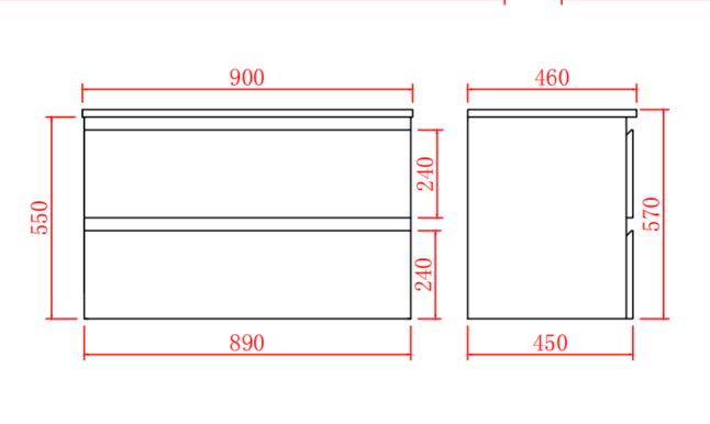 PVC Wall-Mounted Basin 590-1500mm (Luxern)
