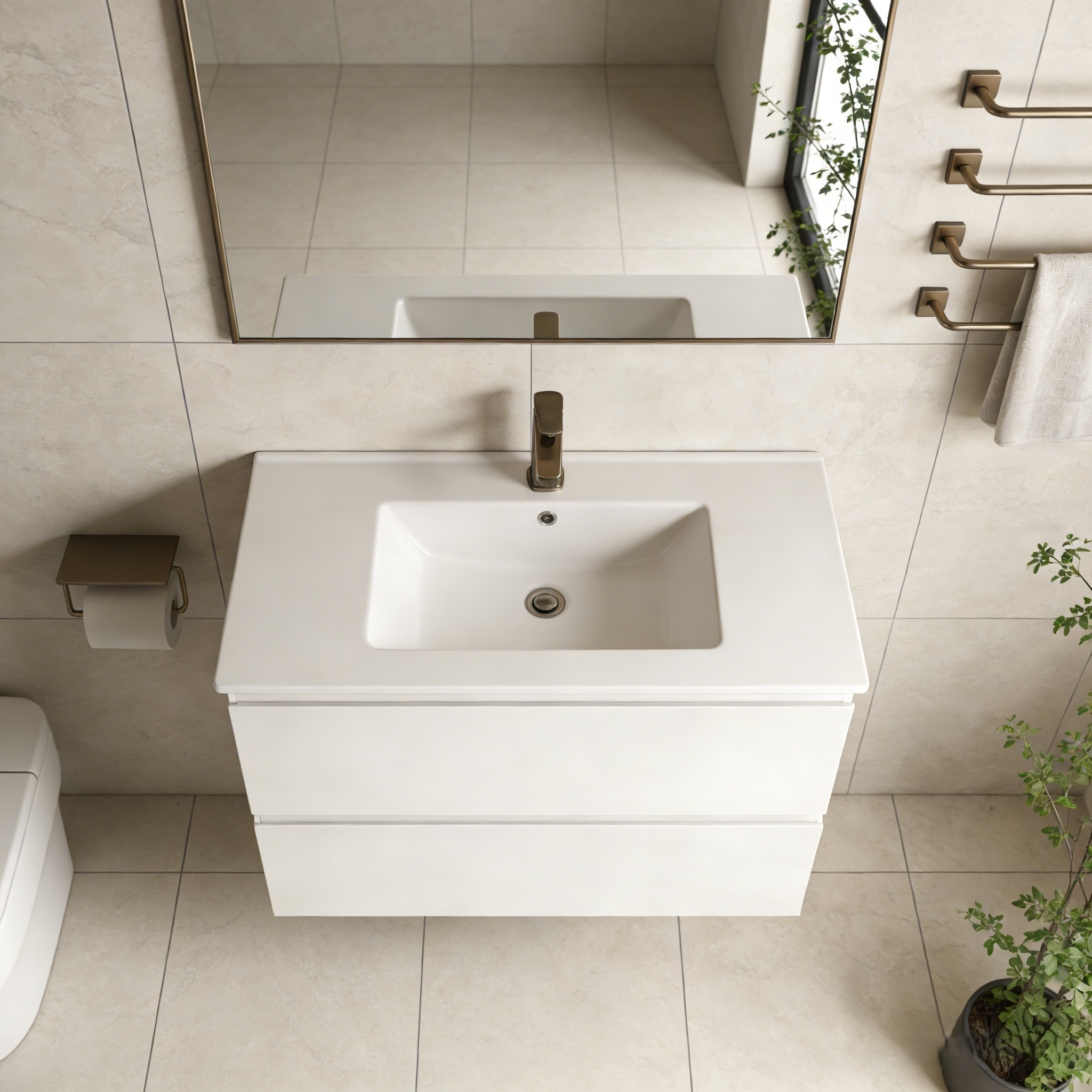 PVC Wall-Mounted Basin 590-1500mm