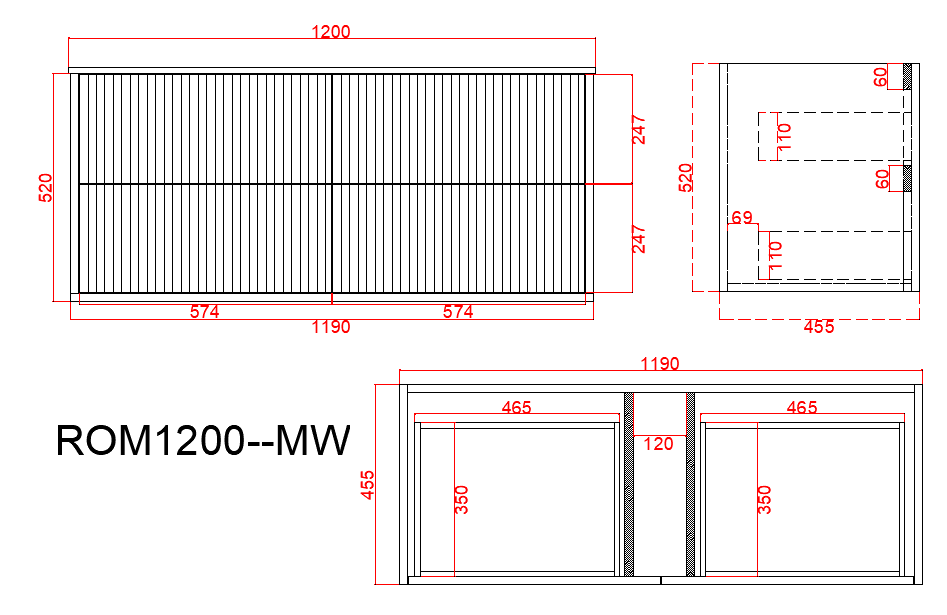 Marmore Aeterna Wall-Mounted PVC Cabinet with Soft closing drawers 1200-1500mm