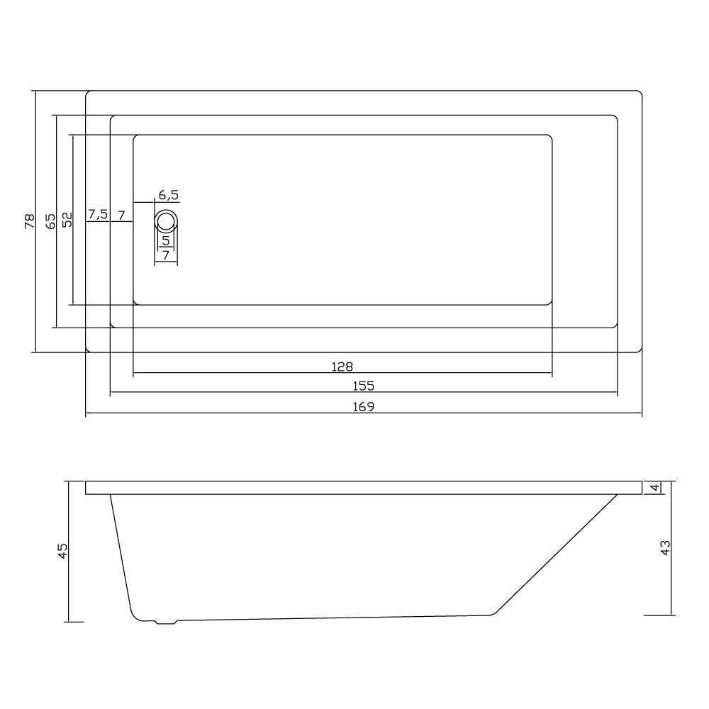 Sandy drop-in Bath 1690*780*450mm