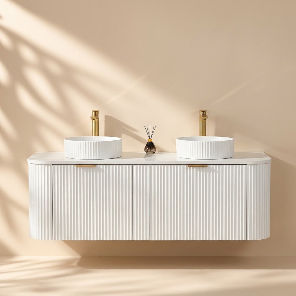 Solea Wall Hung Fluted Curved Vanity with Soft Closing Drawers 1190-1790mm