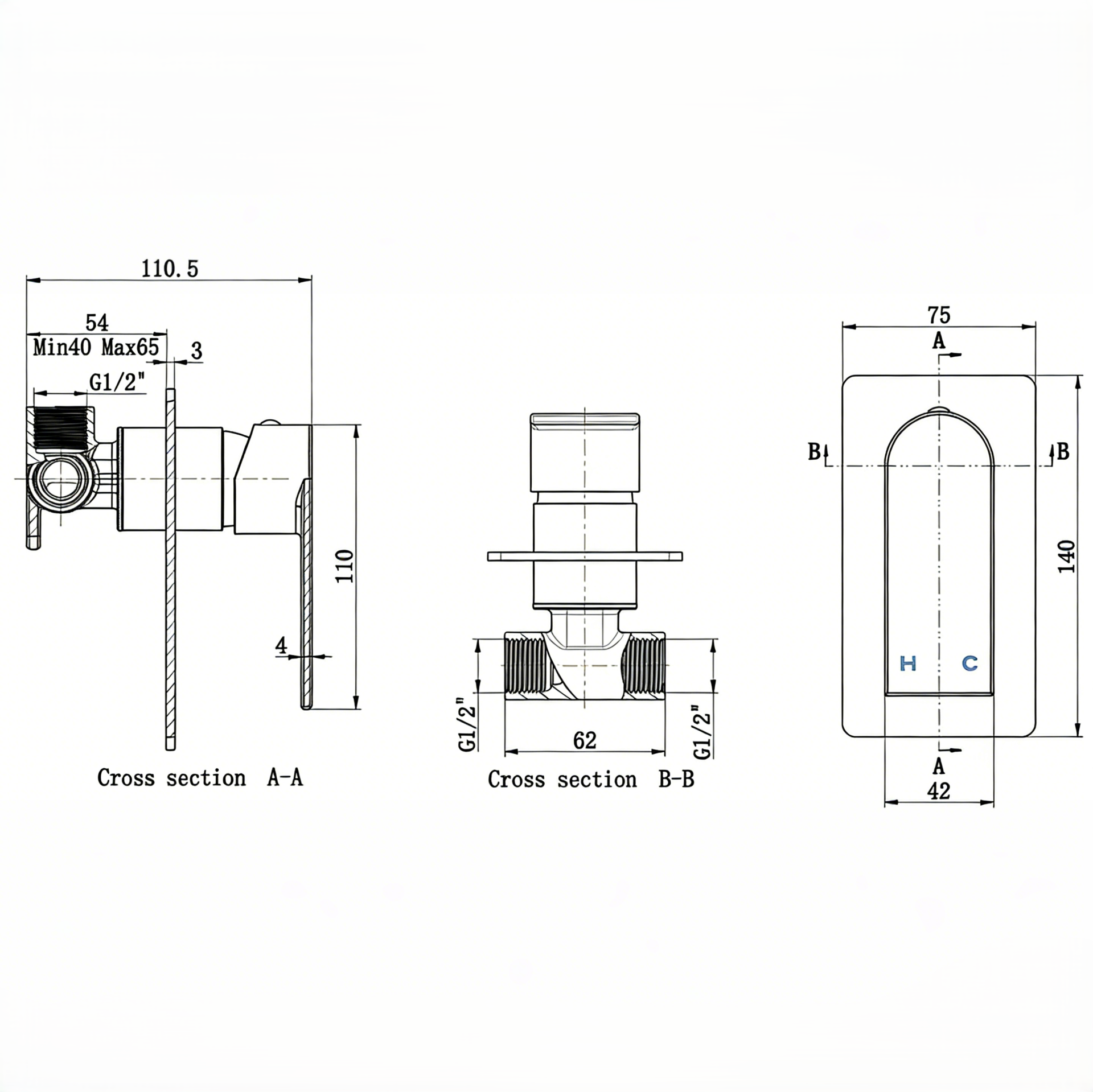 Square Shower Diverter