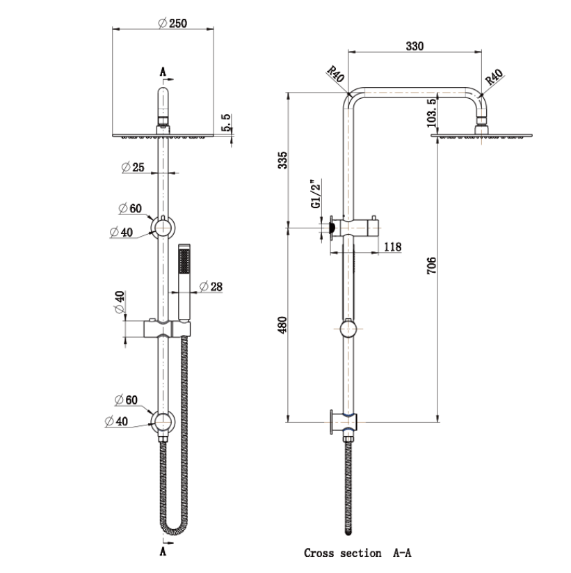 Round Big Shower 9L/Min