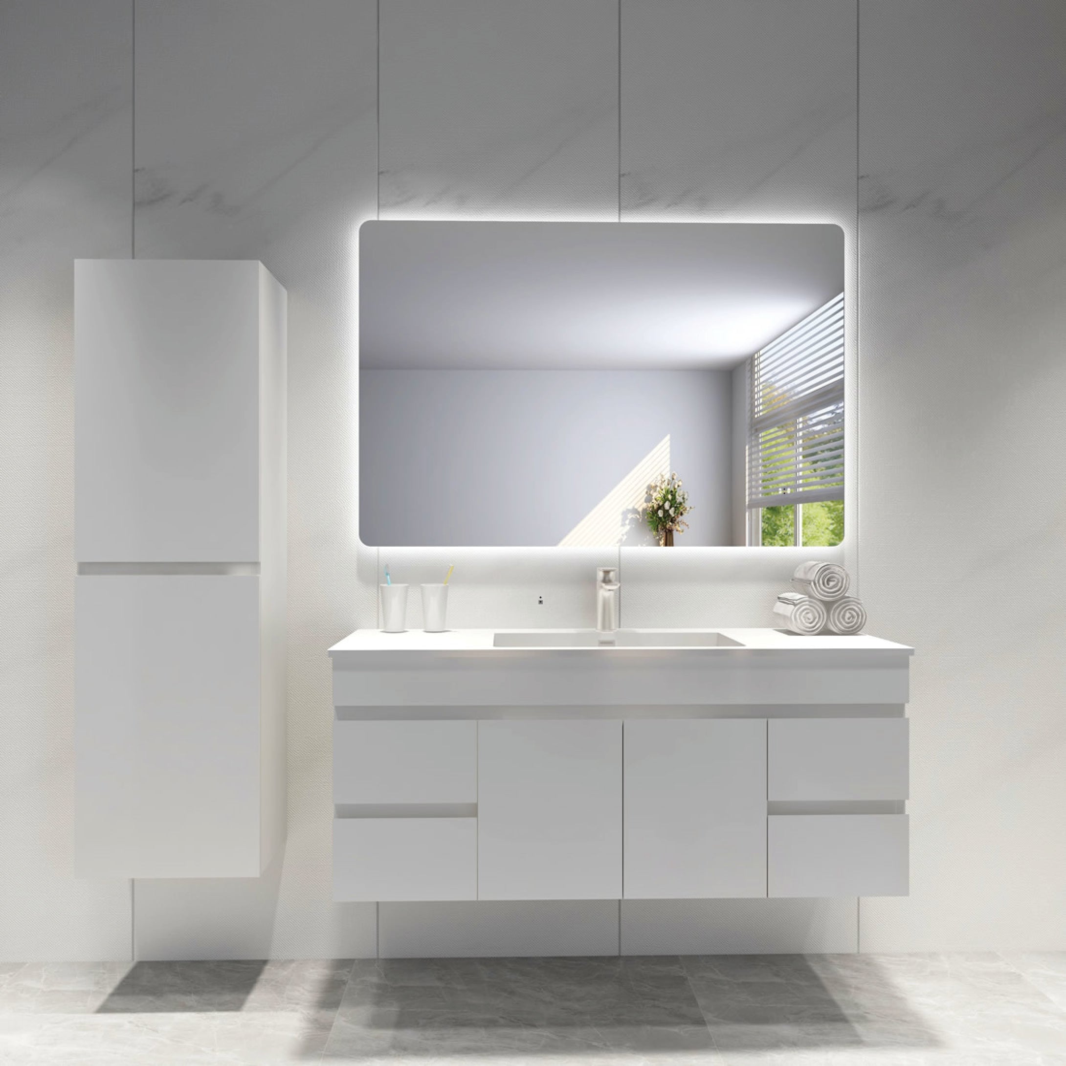 LED Backlit Bathroom Mirror – Pencil Edge Frameless Smart Touch Wall Mirror 750-1200mm