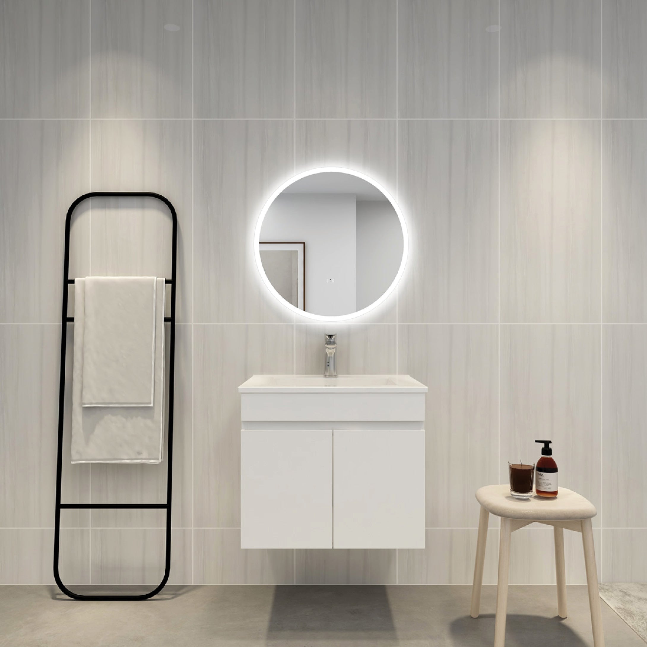 LED Backlit Mirror with Acrylic Strip Smart Touch Free Controls 600-800mm