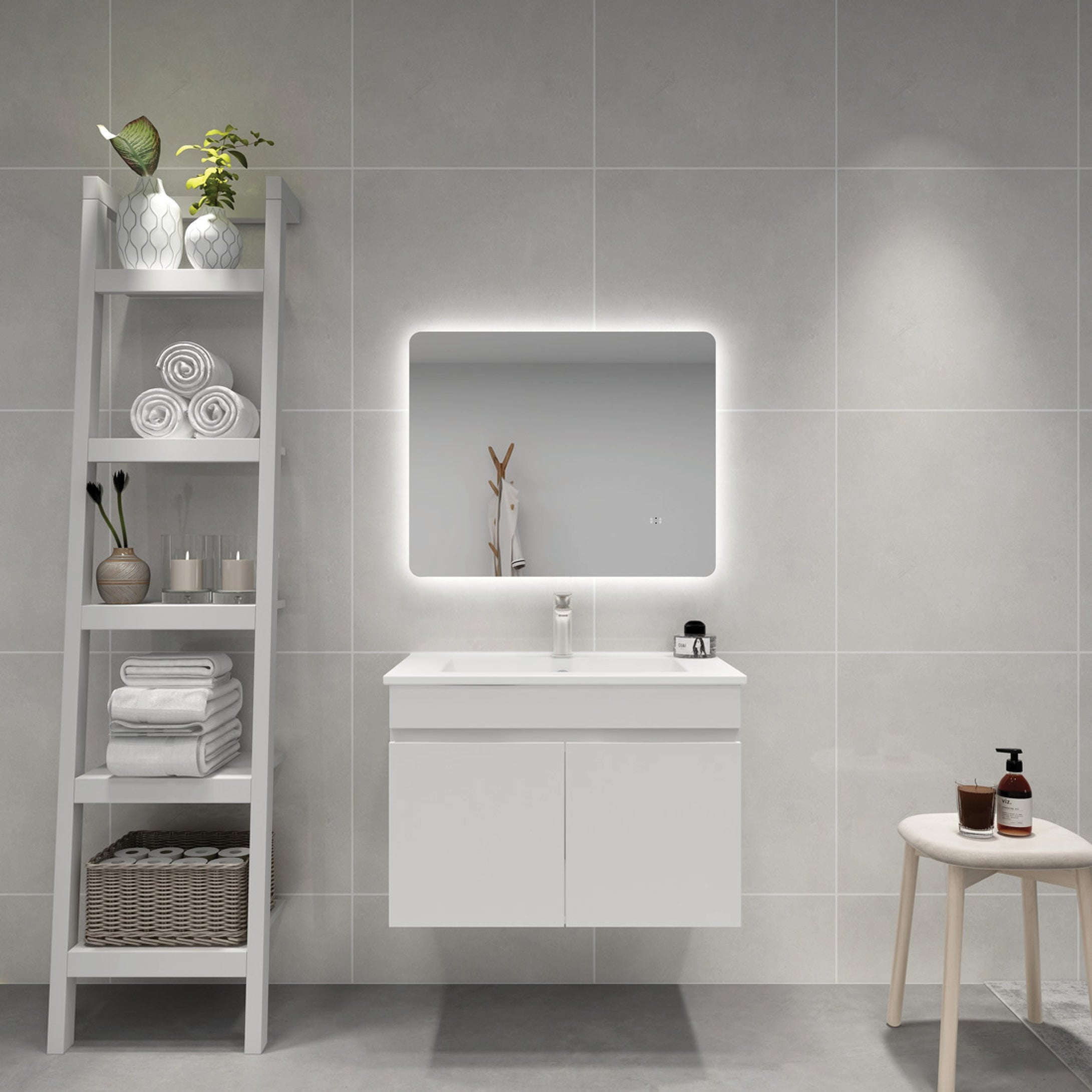 LED Backlit Bathroom Mirror – Pencil Edge Frameless Smart Touch Wall Mirror 750-1200mm