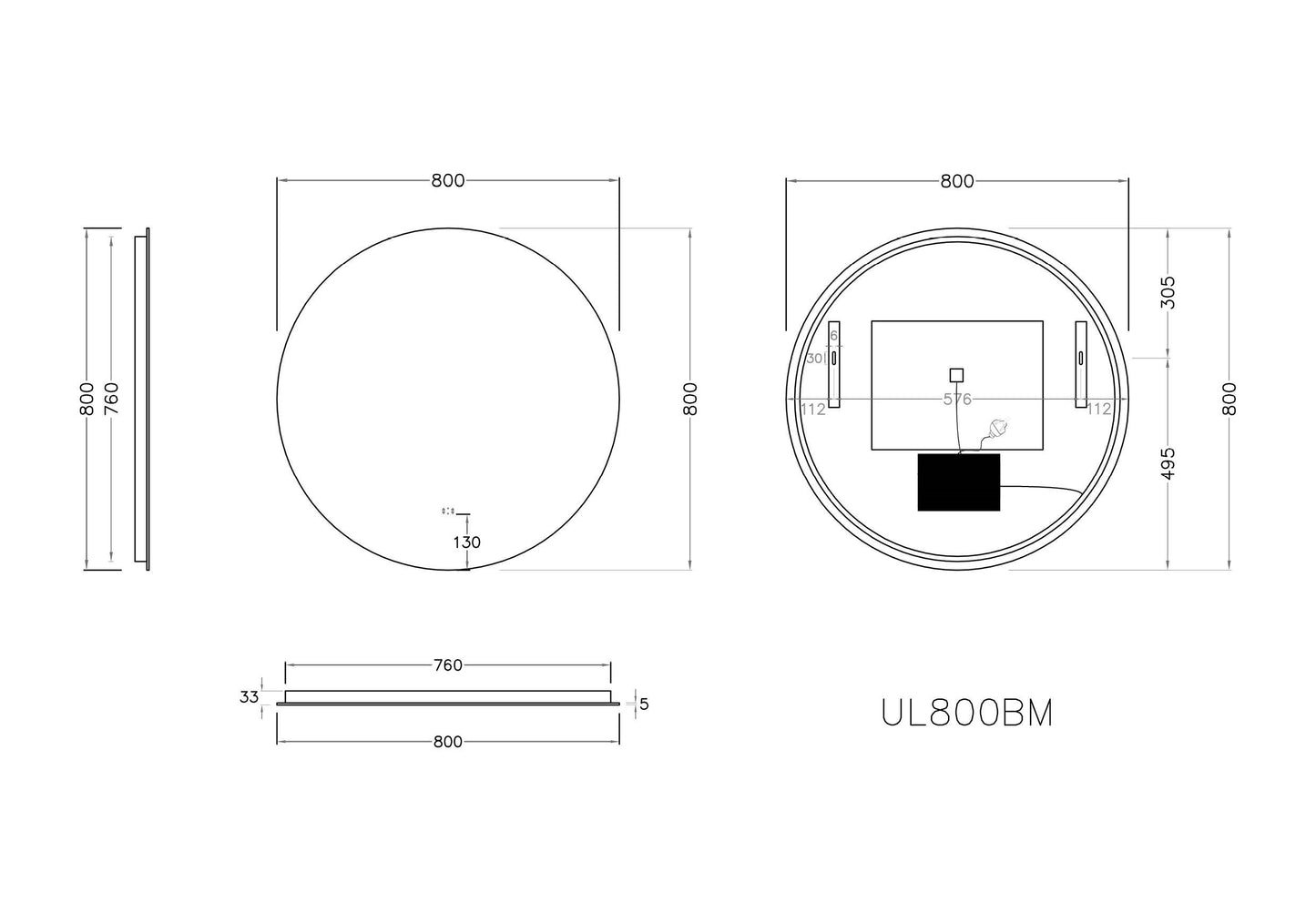 LED Frameless Mirror Smart Touch Free Controls