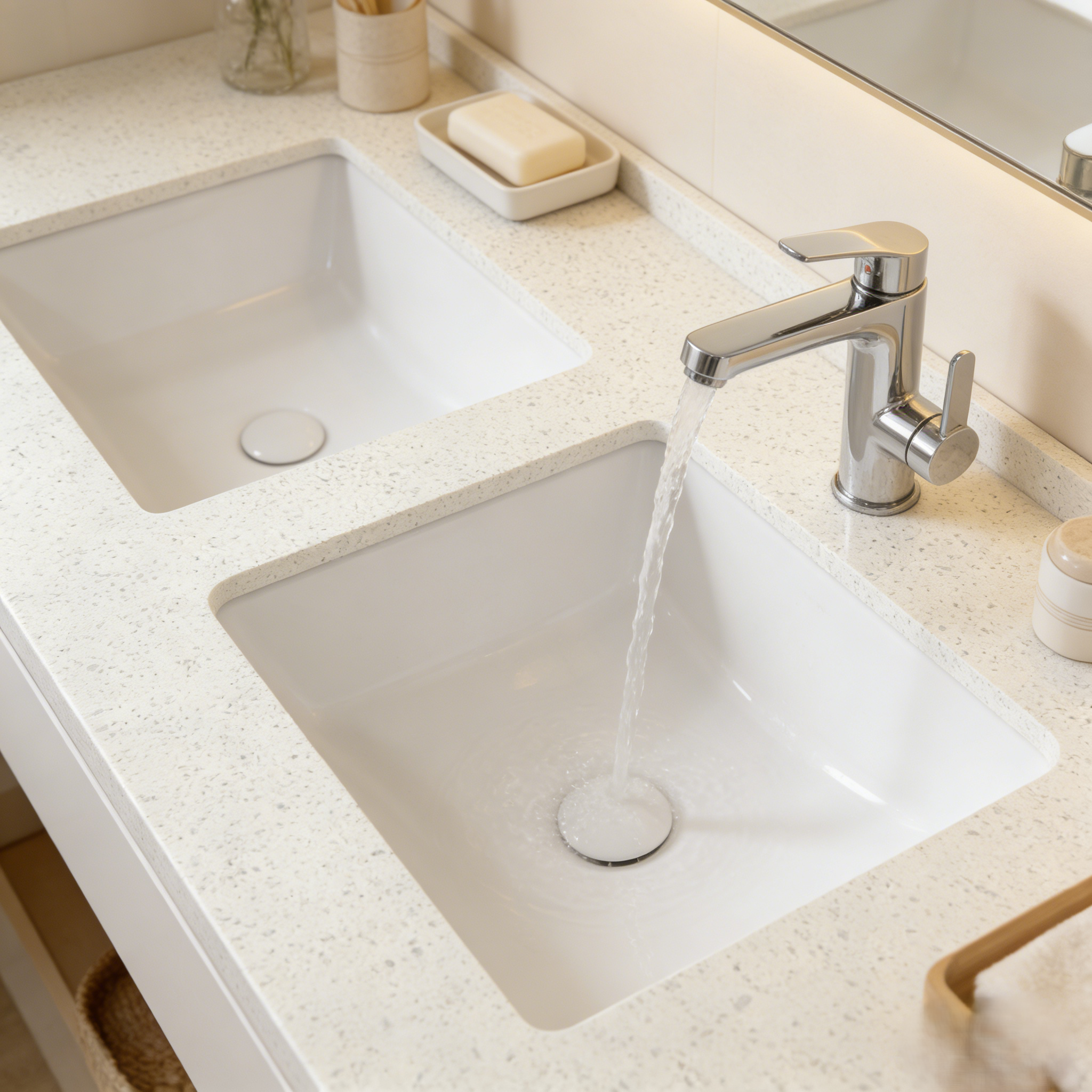 Speckle White Stone Top 600-1500mm