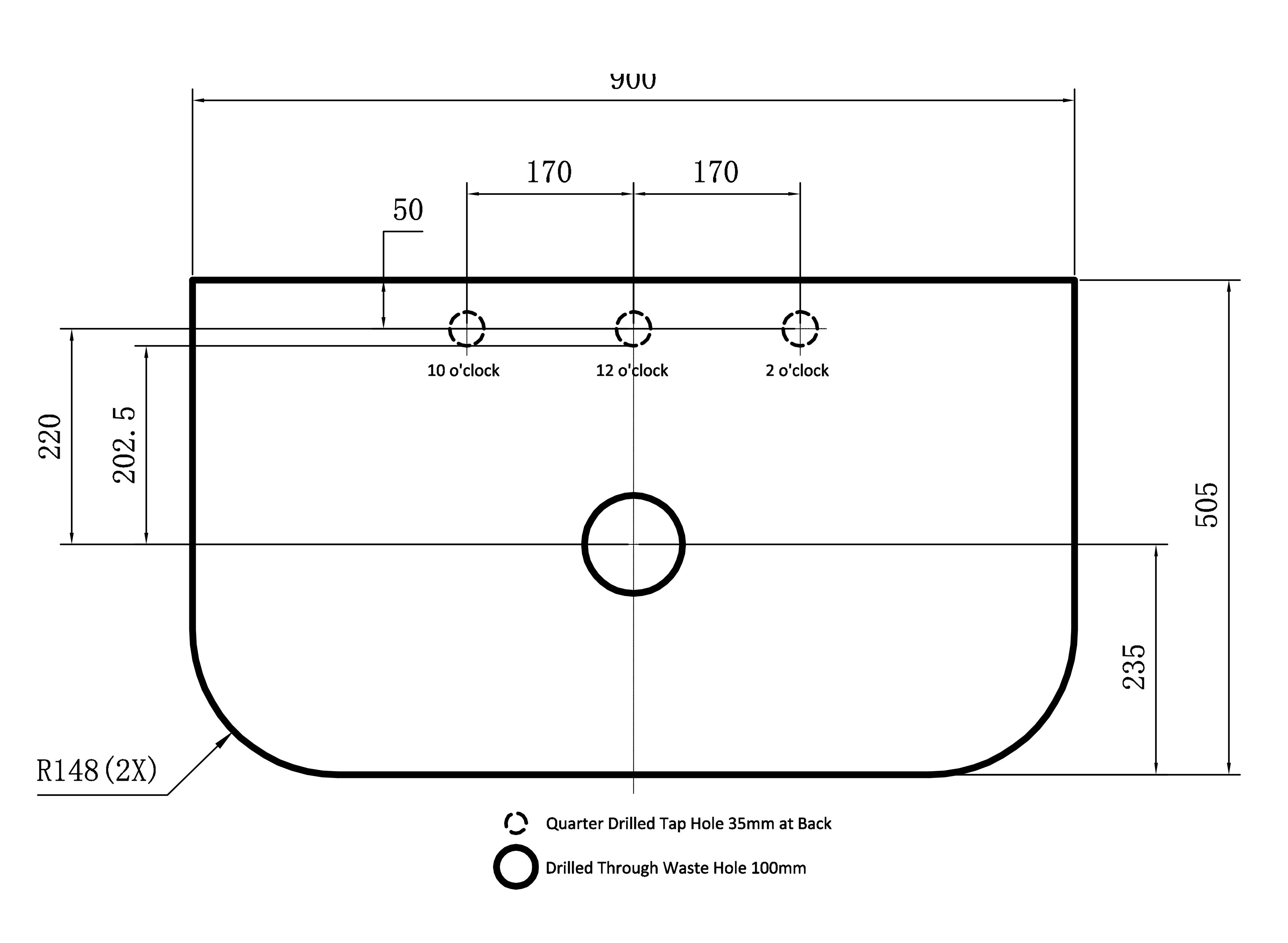 Arcadia Standard Wall-Mounted Vanity 890*493*470mm Matte Black