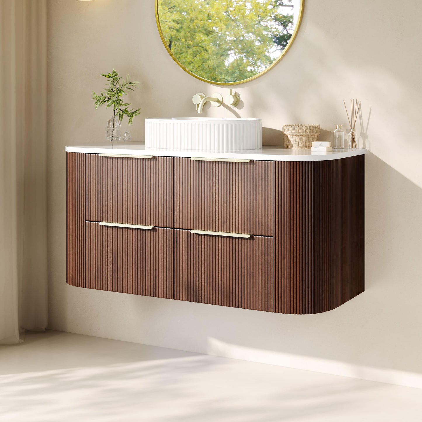 CETO Artis Wall-Hung PVC Curved Cabinet with Soft-Close Drawers 600/750/900/1200/1500