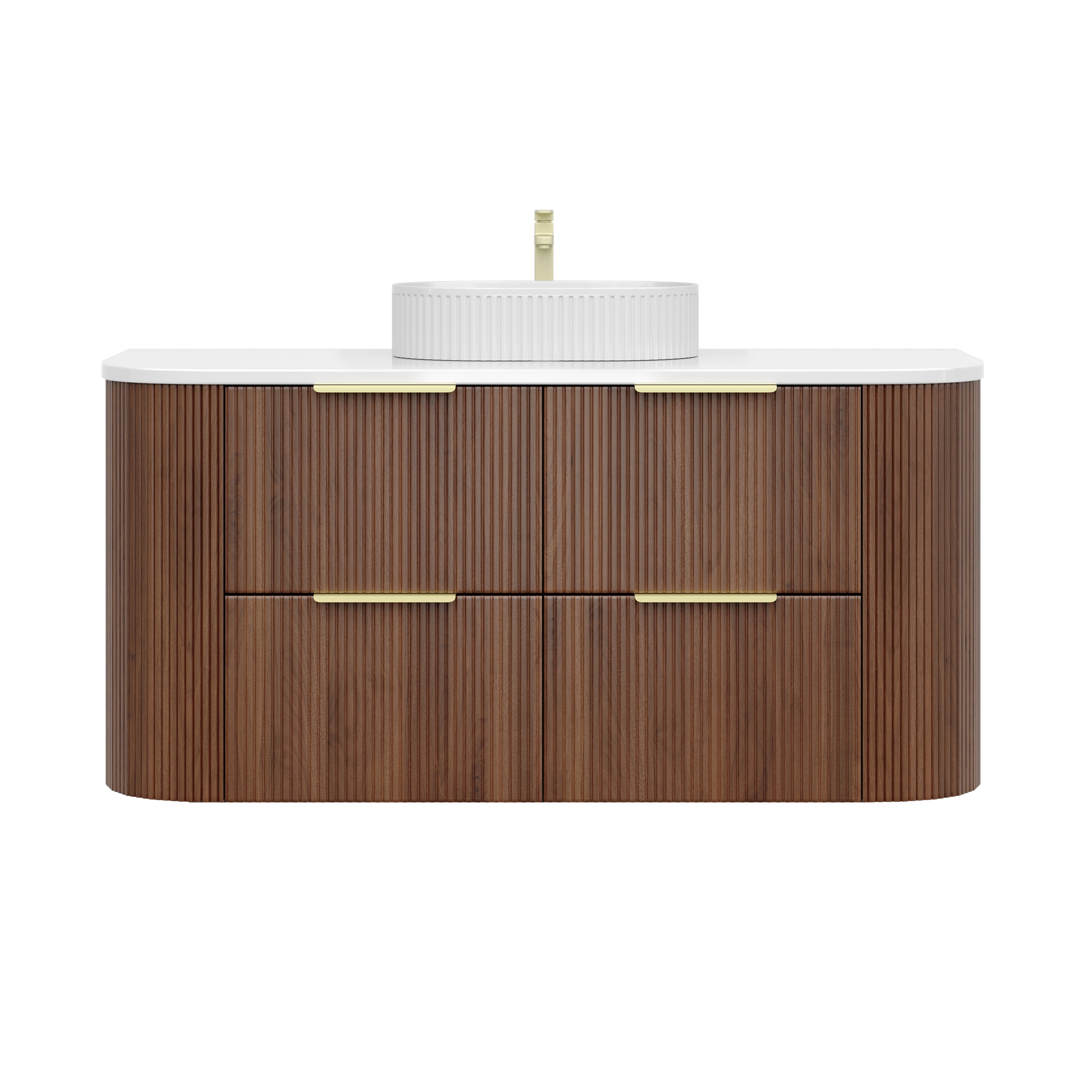 CETO Artis Wall-Hung PVC fluted Curved Cabinet with Soft-Close Drawers 1200-1500mm ART1200W /ART1220W /ART1500W /ART1550W-D-CO/PO/WAL