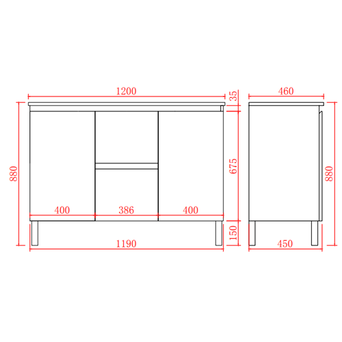 PVC Leg Vanity 590/740/890/1200/1500/1800mm