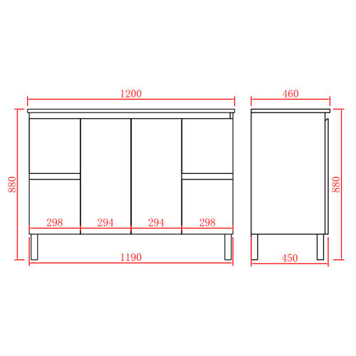 PVC Leg Vanity 590/740/890/1200/1500/1800mm
