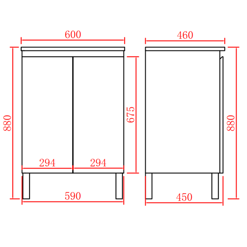 PVC Leg Vanity 590/740/890/1200/1500/1800mm