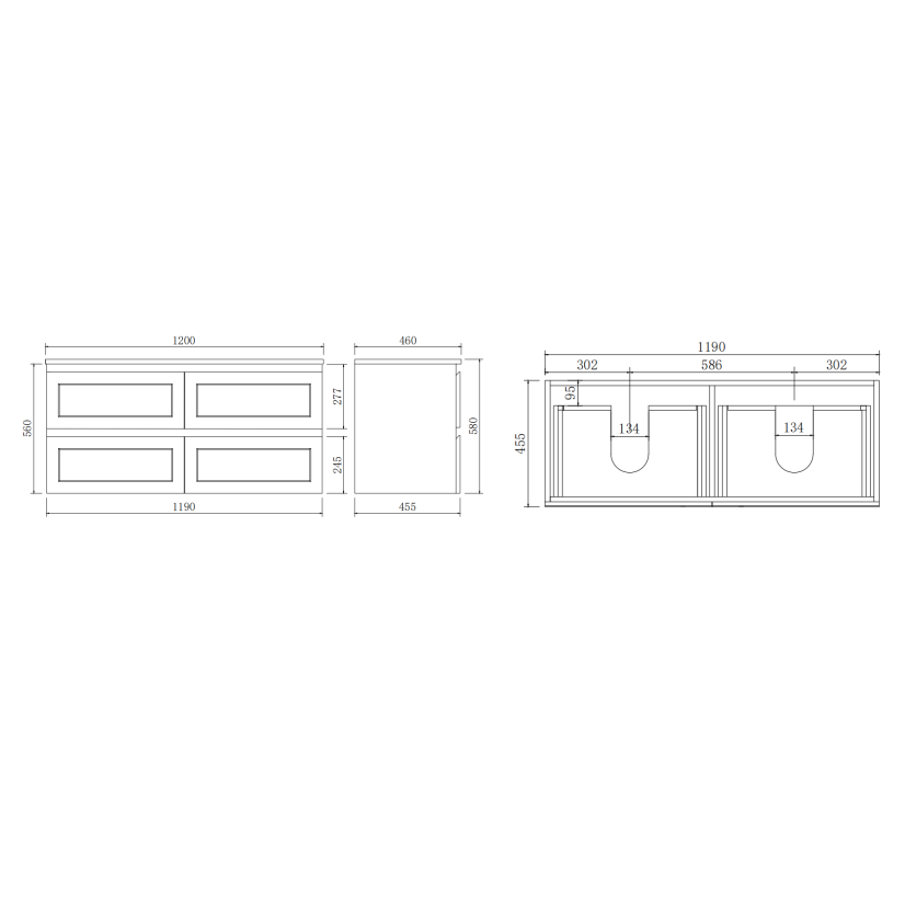 Cielo Wall-Mounted Vanity Cabinet 1200/1490mm