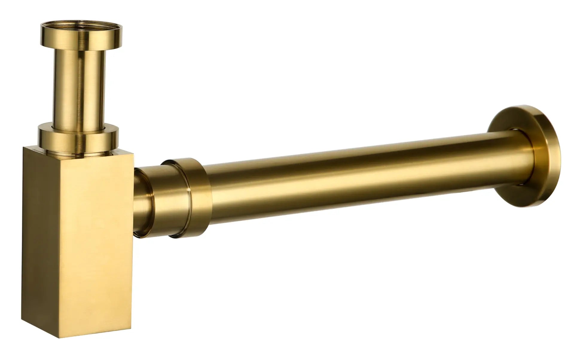 Brass 40mm Bottle Trap Square Brushed Gold