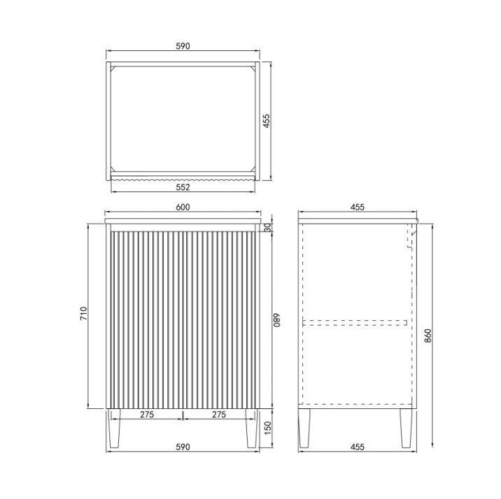 Brighton Floor Vanity 600*460*880mm Matte Black