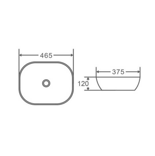 Matte black Above Counter Basin 465*375*120mm