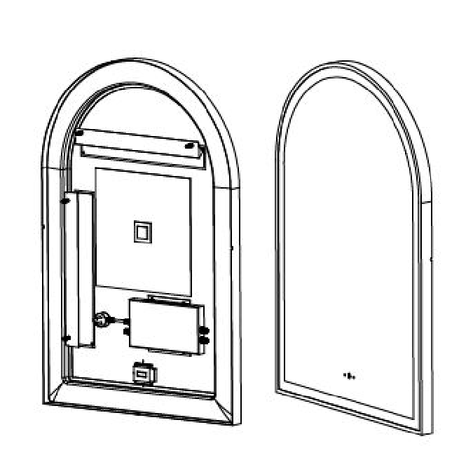 Aura Iron Arch Framed LED Mirror – Front & Backlit Smart touch free controls 600*900mm LFMAR6090-MB/BG/BN/GM